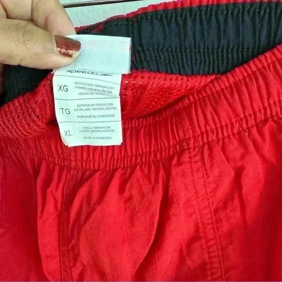 Speedo Men’s Red Lined Nylon Swim Trunks Athletic Beach Surf Soccer Shorts XL - Picture 10 of 10